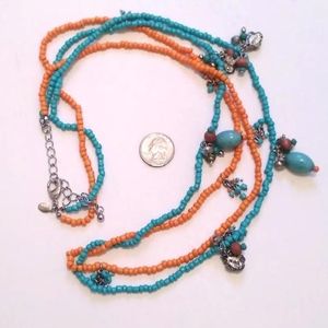 Chico's turquoise & orange beaded necklace